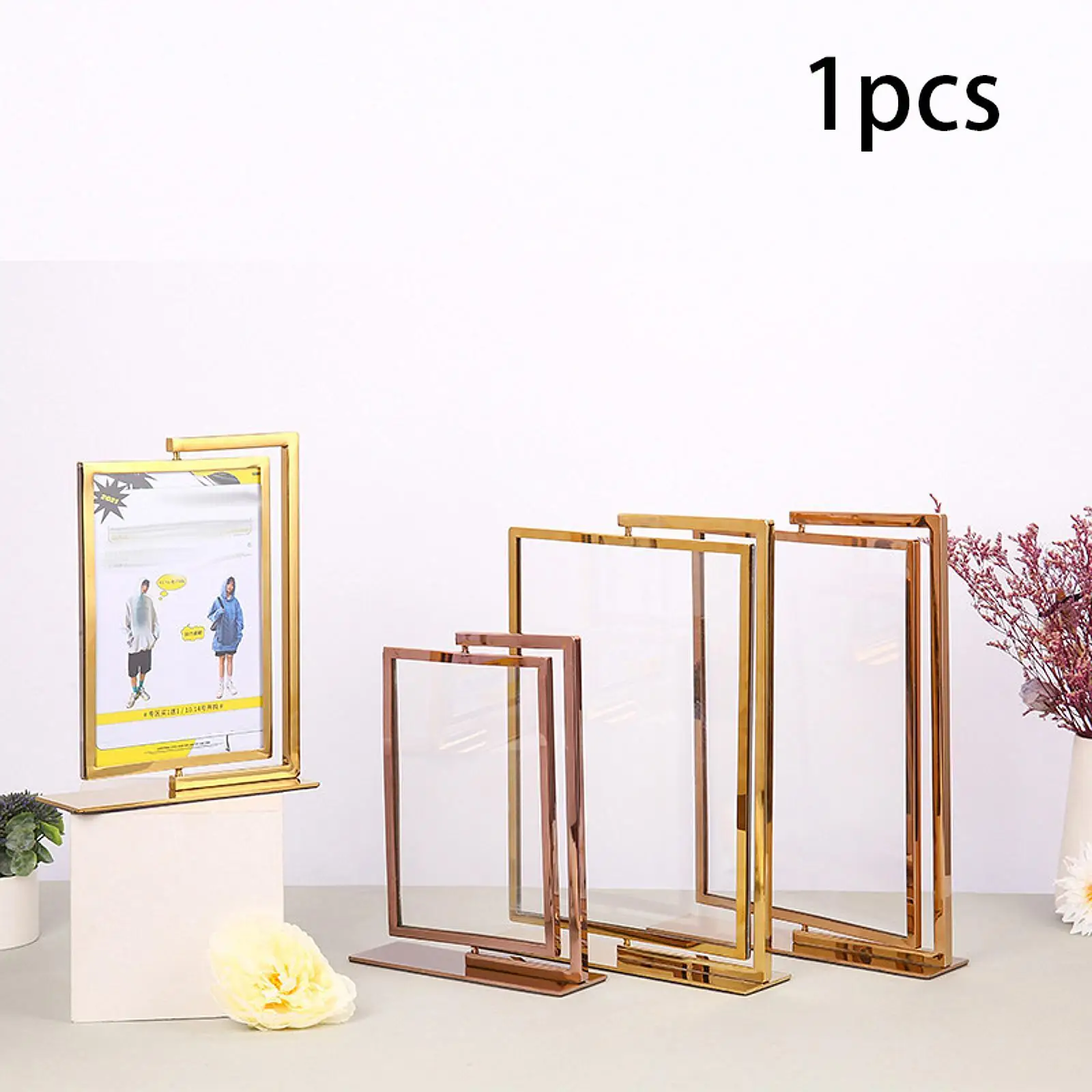 Double-sided A4 Menu Paper Poster Board Stand Table Standing Advertising Sign Holder Price List Display Stand Wedding Shelf