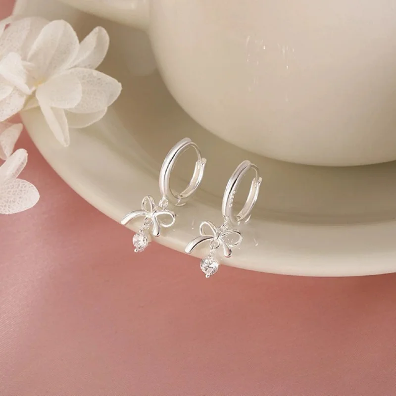 Exquisite Curved Butterfly-Shaped Tassel Earring 925 Silver High-End Jewelry Piece
