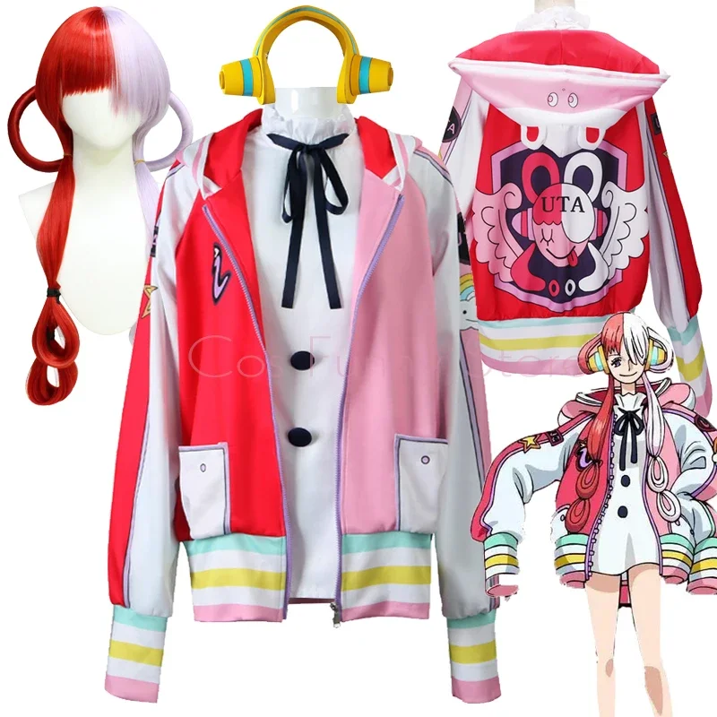 Disfraz de Cosplay de película roja Uta, uniforme de Anime japonés, vestido, abrigo, peluca, trajes de fiesta de Halloween para niñas y mujeres