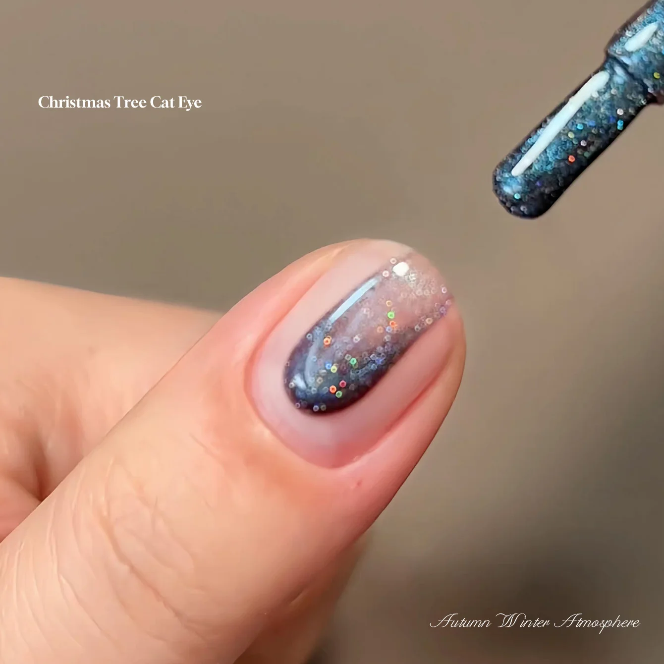 1pcs PSK Christmas Tree Cat Eyes Brown Blue Sparkling Glass Beads Gel Nail Polish Autumn/Winter Whitening New Year Nail Art