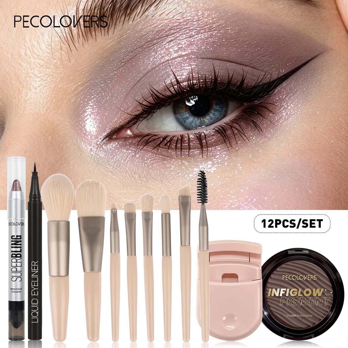 12PCS Halloween Look Complete Makeup Kit,Thin Glitter Pumpkin Matte Glitter Earth Color Eyeshadow Makeup