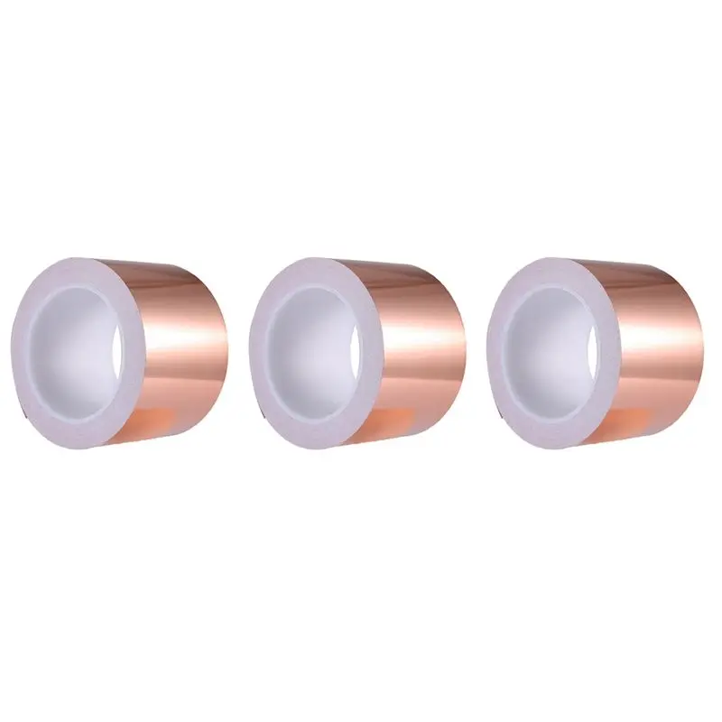 3X Copper Foil Tape 70Mm X 20M For EMI Shielding Conductive Adhesive For Electrical Repairs,Snail Barrier Tape Guitar