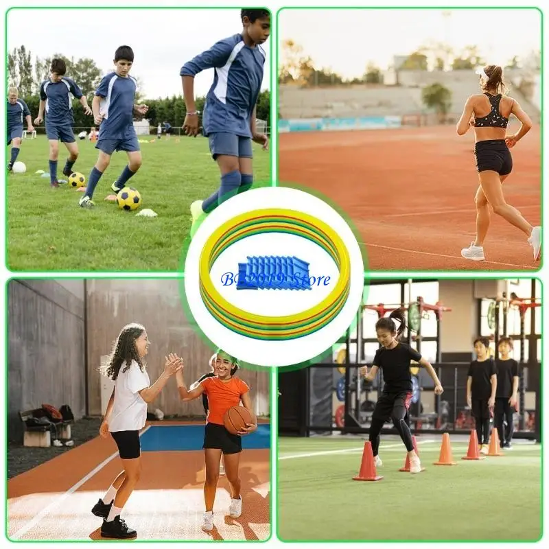 Q0KB خواتم القفز الملونة مجموعة الألعاب الرياضية الداخلية التدريب البدني على الأطواق العائلية النشاط الفناء الخلفي لعبة الأطفال