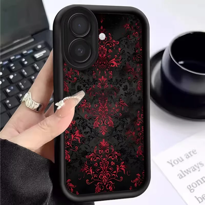 

Чехол для телефона с готическим красным рисунком для iPhone 17 Pro Max 16E 15 Pro 14 13 12 11 Mini AIR XS XR XS 8Plus с защитой от падения и ударов