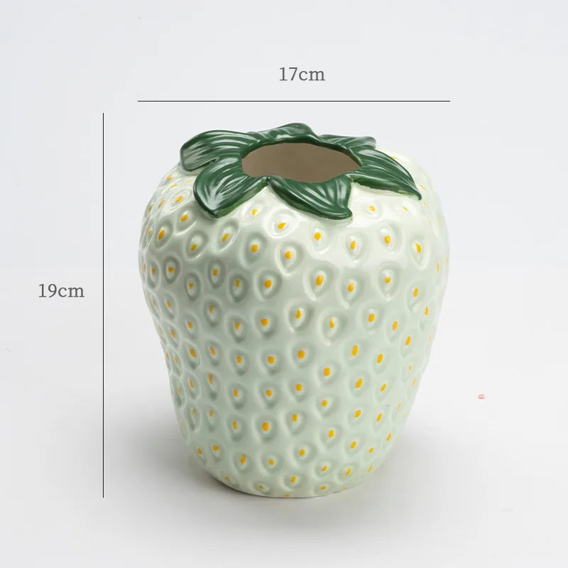 Strawberry vase ceramic hydroponic ins high value light luxury living room arrangement simulation large flower arrangement
