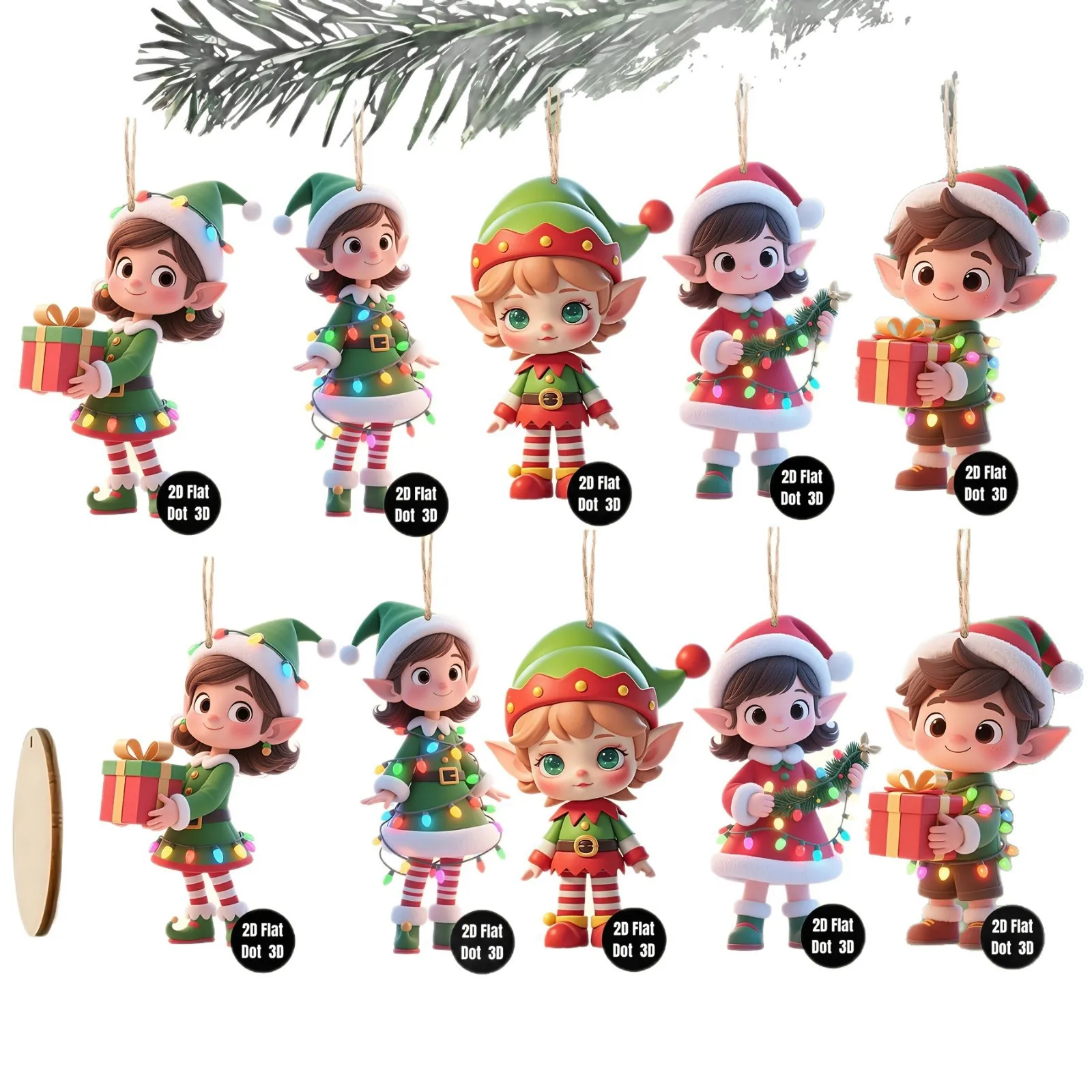 10 teile/satz Weihnachten Holz Anhänger Nehmen Die Geschenk Weihnachten Baum Hängen Ornament Perfekt für Weihnachten Party Decor Hause Neue Jahr geschenke – Detail 4