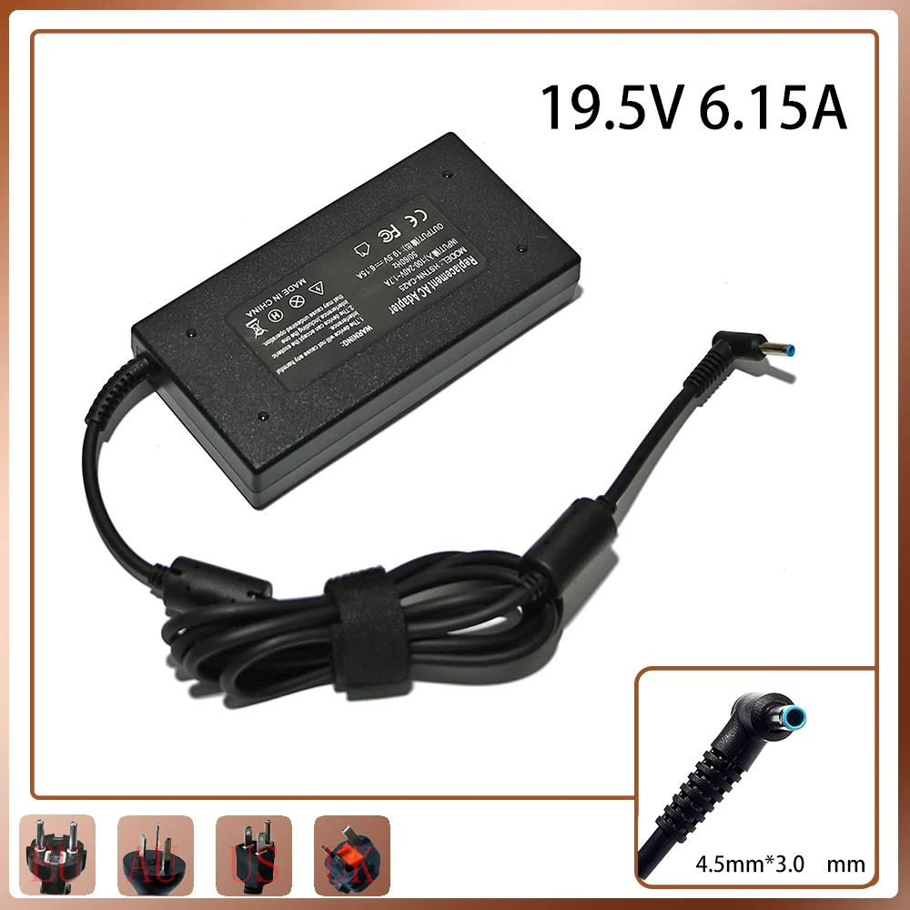 

120W 19.5V 6.15A 4.5*3.0mm Laptop Adapter FOR HP ENVY 15 17 15-J013TX J015T 15-AX033 HSTNN-CA25 Charger Notbook Power Supply