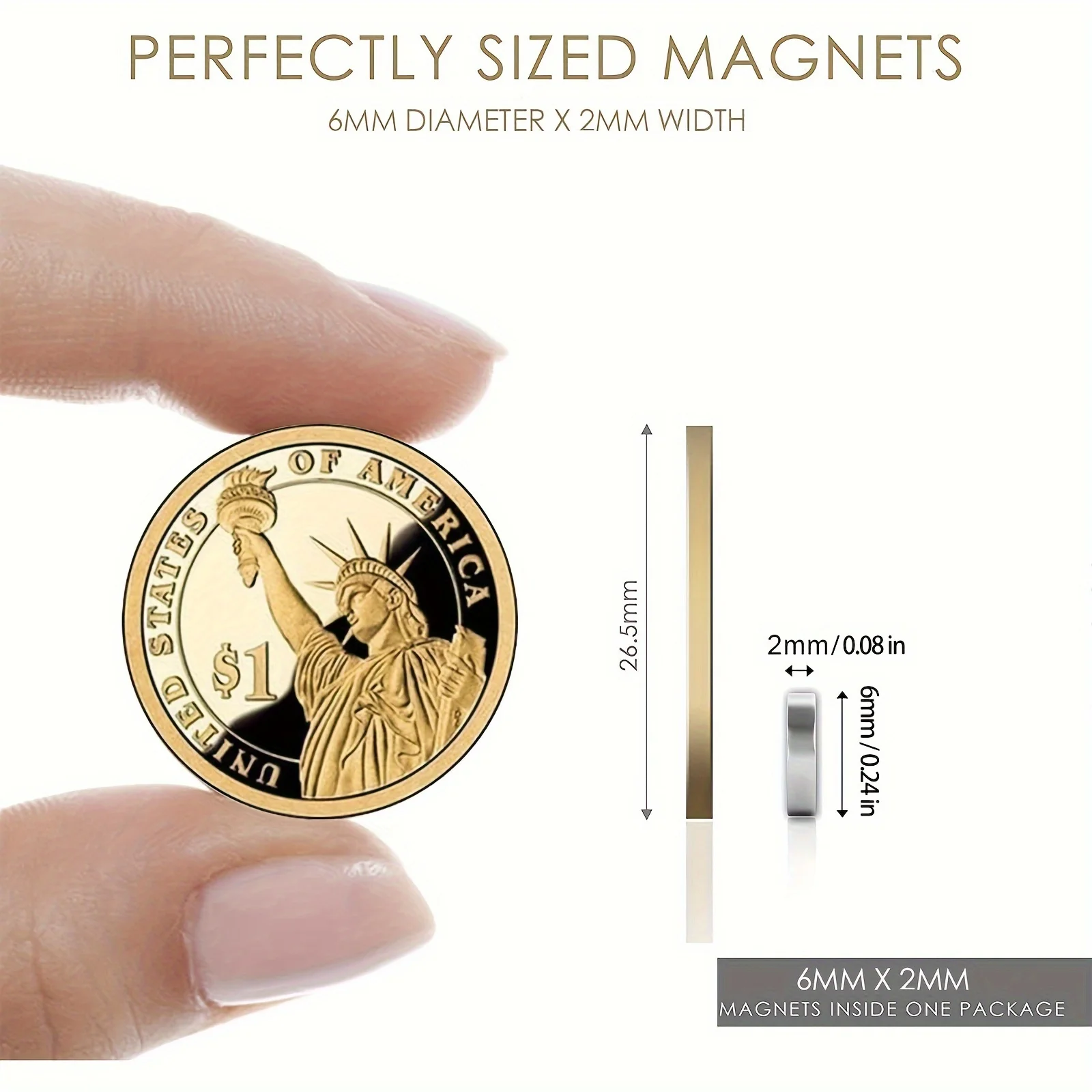 ESHANGSuper Powerful Disc Magnets Set - 6x2mm for Fridge DIY Building Science Craft & Educational Purposes Strong Magnetic Force