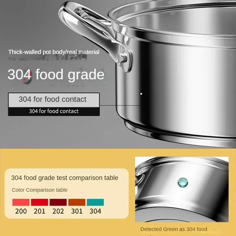 Imagem -03 - Panela de Sopa Dupla em 304 Panela Doméstica Espessada Fogão a Gás Especial Guisado a Vapor Fogão de Indução Aço Inoxidável