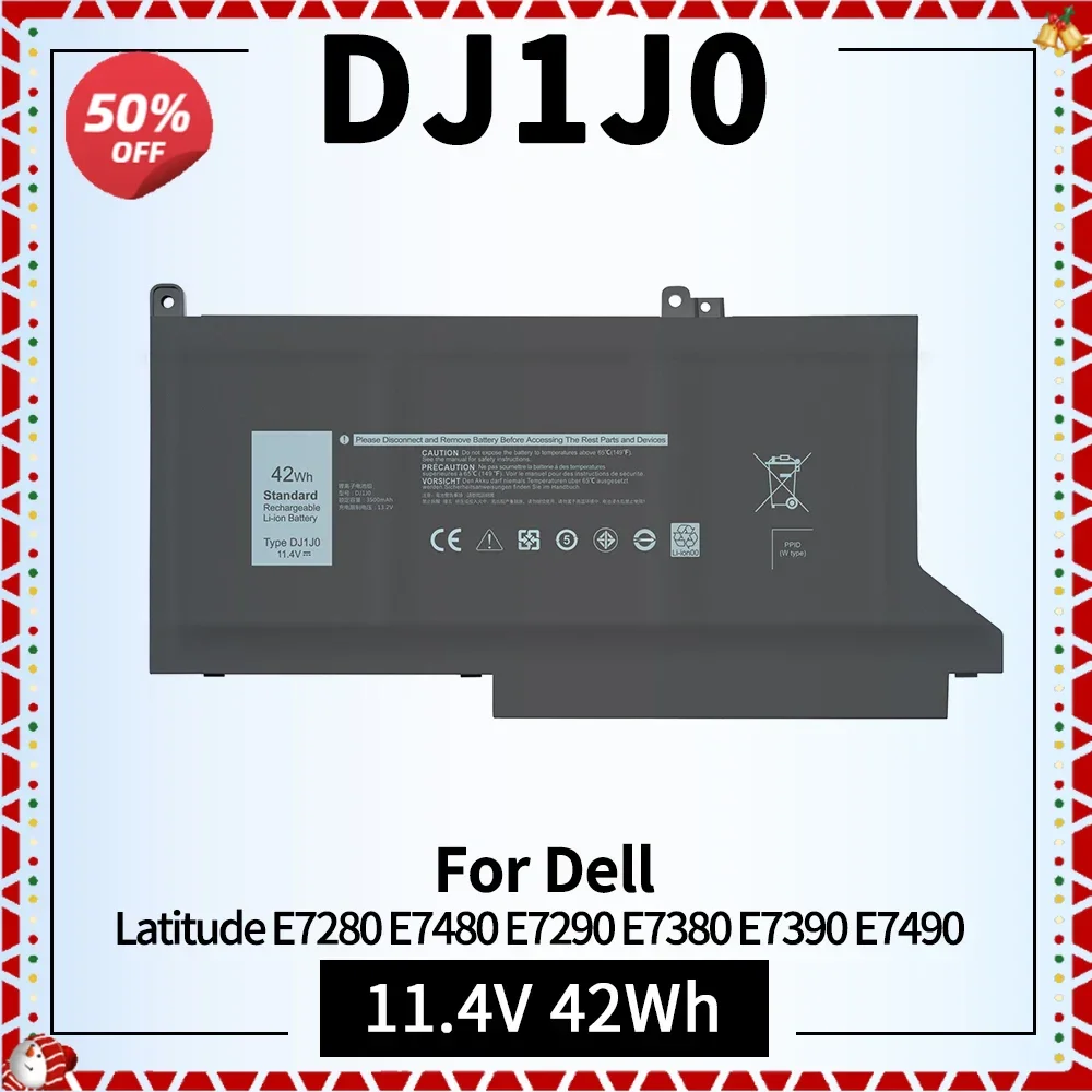 

DJ1J0 Laptop Battery for Dell Latitude 7390 E7490 12 7280 E7280 7290 E7290 13 E7380 E7390 7380 14 E7480 7480 7490 11.4V 42Wh