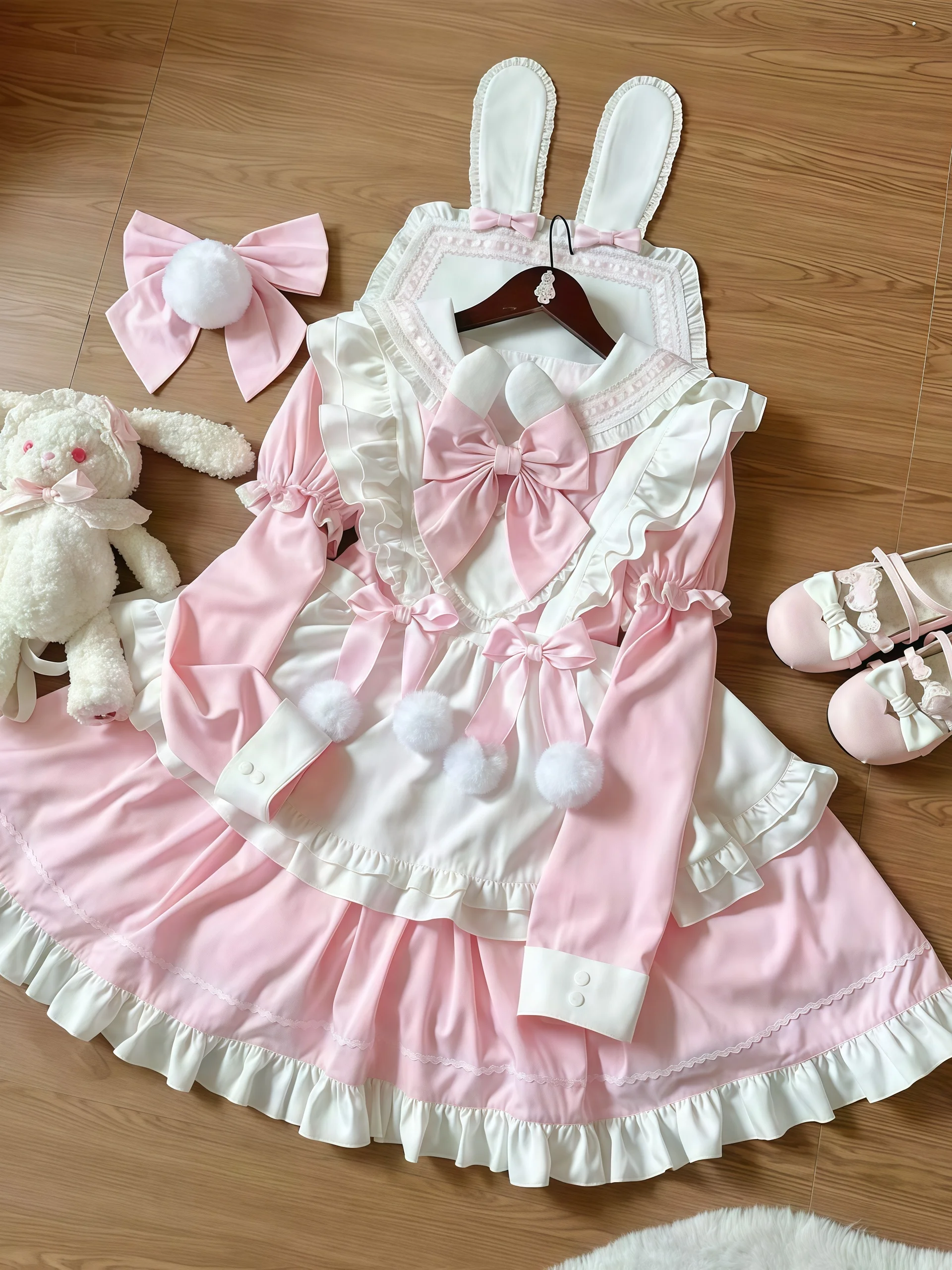 cute maid dress Puppy  Kawaii Dream Made with stretchy elastic for a comfortable and flexible fit Kawaii Maid Dress, Detachable White