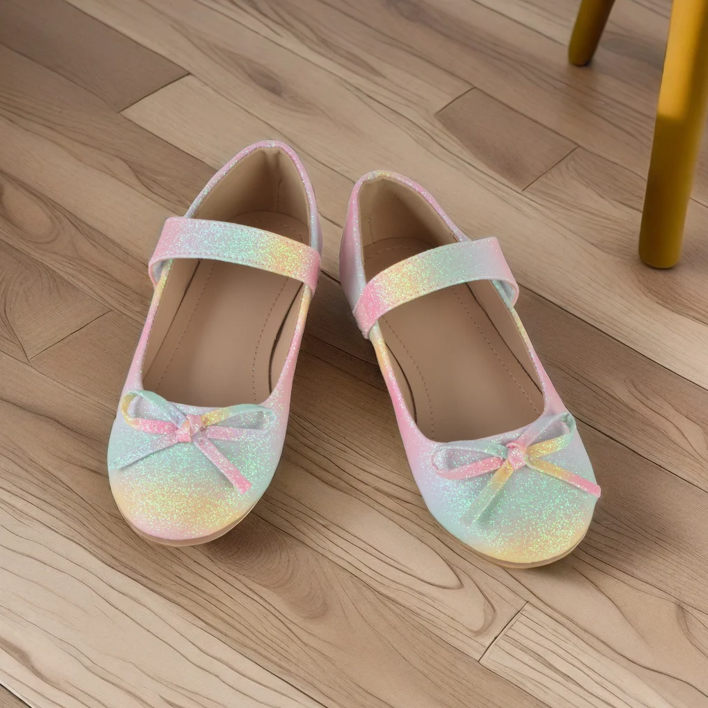 Stylish And Elegant Colored Mary Jane Shoes With Bows, Comfortable Non-Slip Velcro Flat With Soft Soles, Indoor And Outdoor Suit