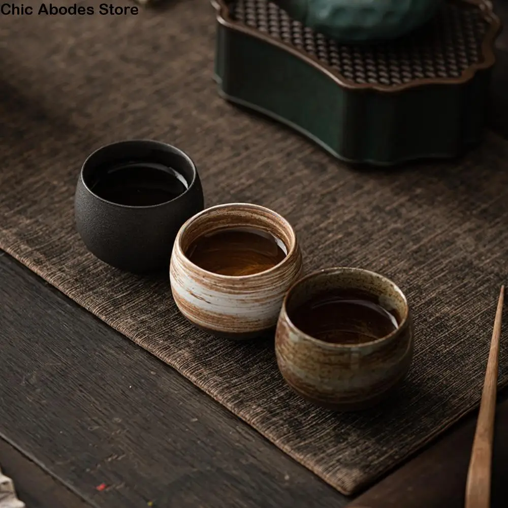 

Household Japanese Stoneware Tea Cup Ancient Style Retro Master Cup Handmade 80ml Coffee Mug Matcha