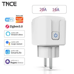 TNCE Tuya WiFi/Zigbee 16A/20A EU Plug With Power Monitor Smart Home Plug Remote Control Timer Support Voice Google Home Alexa