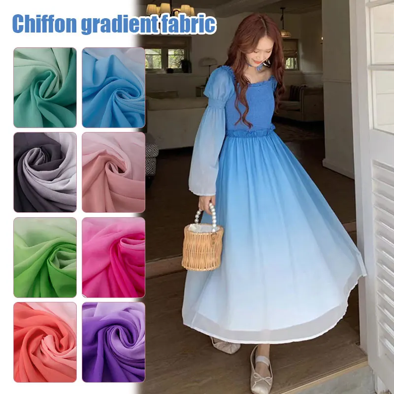 

1M 100D Ombre Chiffon Fabric 2-tone Color Gradient Fabric For Diy Ancient Style Hanfu Fabric Dress Performance Costume Decor