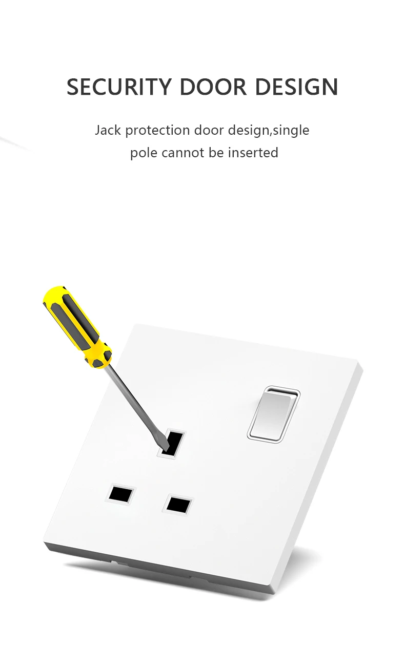 UK Standard Power Socket 13A Quick charge Plug 20W Smart Type-C Wall Outlet,220V Electrical Universal Wall Light 2way Switch