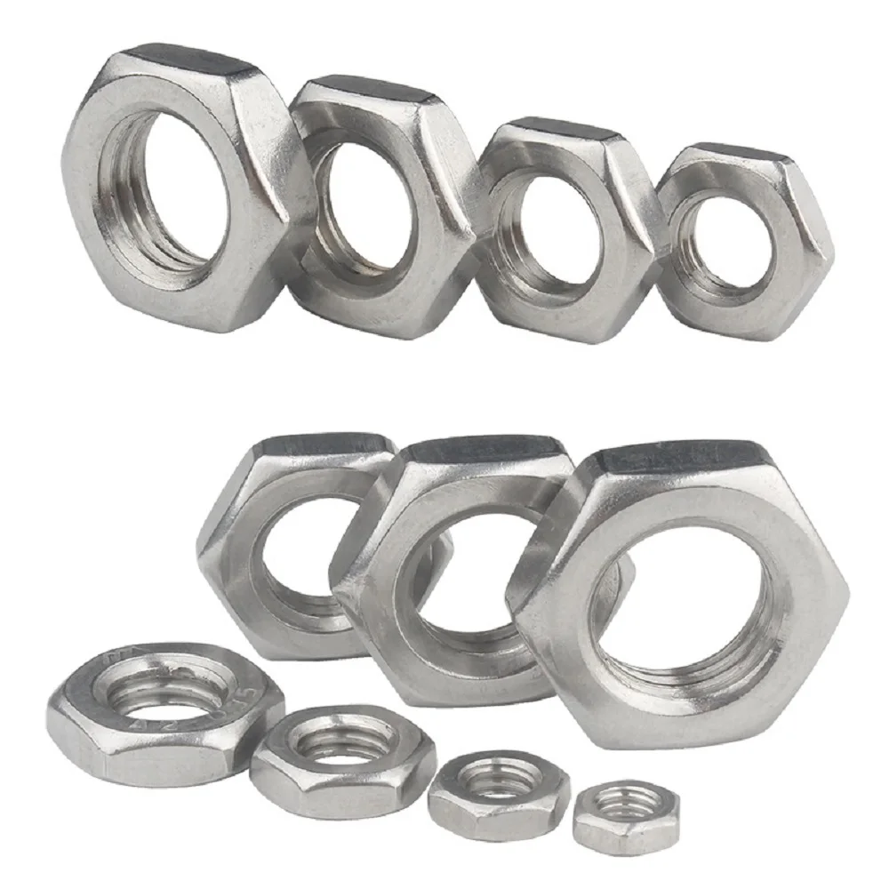 304 Stainless Steel Hex Thin Nuts – M2 To M16 Sizes, DIN439/GB6172, 2-Pack For Metalworking & DIY