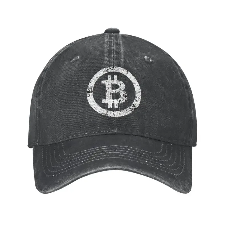 Y2K Punk Cotton Bitcoin Symbol Baseball Cap For Men Women Breathable Crypto Currency Traders Vintage BTC Geek Dad Hat Outdoor