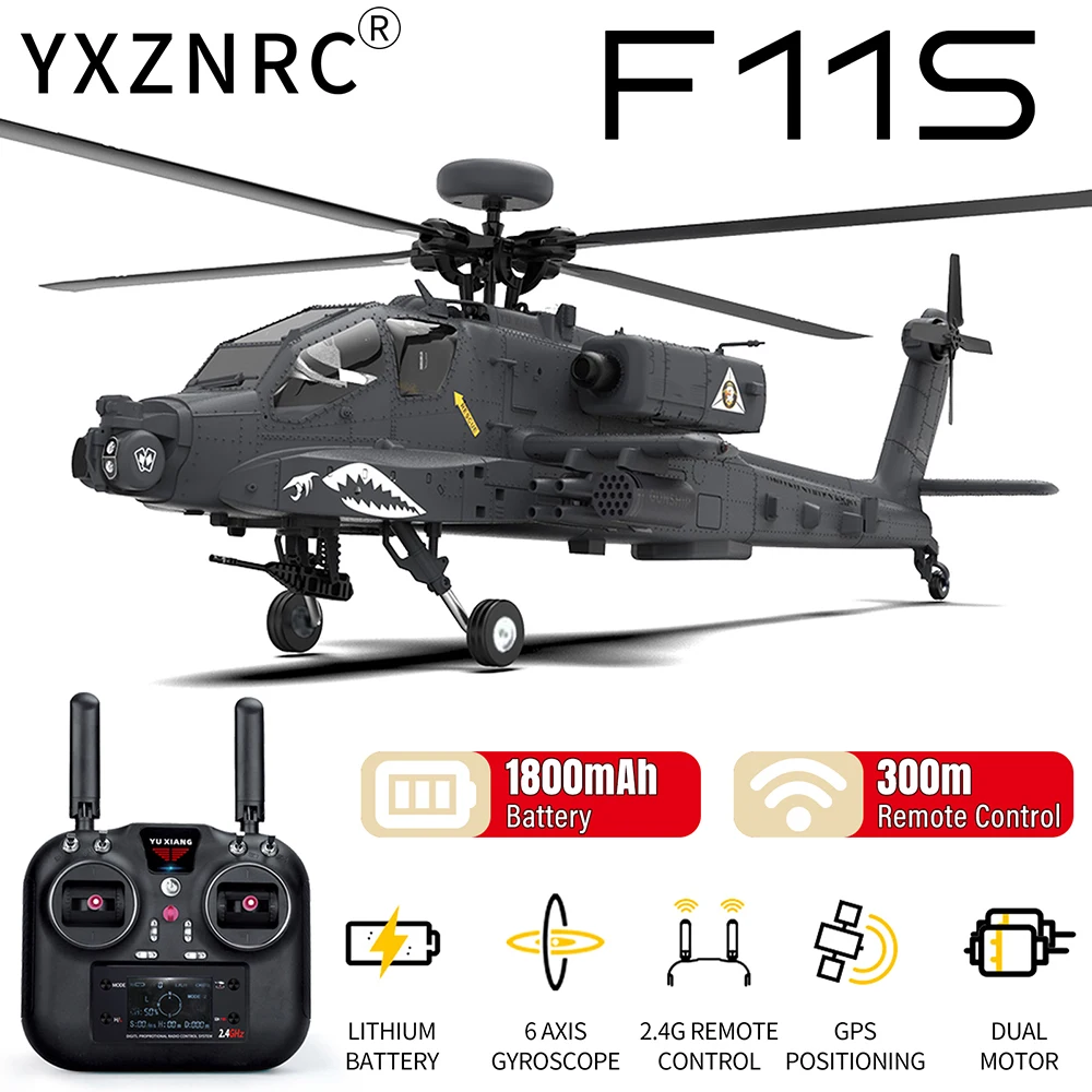 

YXZNRC F11S Apache 2.4G 6Achsen Gyro 9CH GPS Optischer Fluss RC RTF Hubschrauber