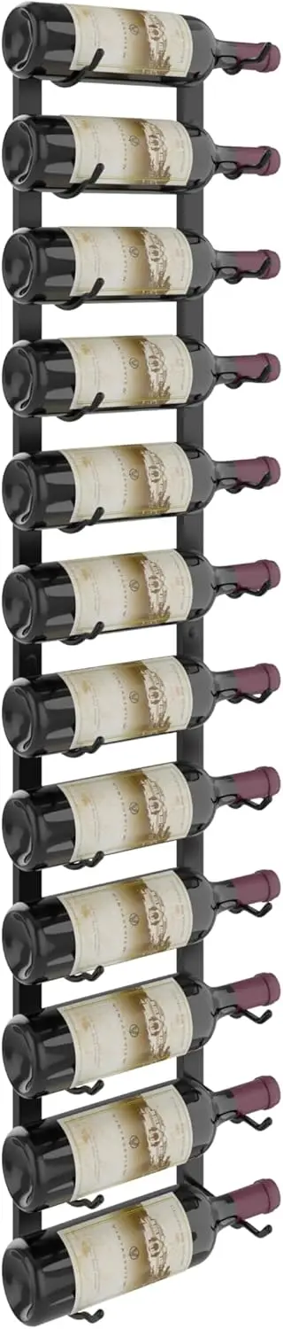 

Modern Metal Wall Mounted Wine Rack - Holds 12 Bottles, Space Saving Design in Matte Black