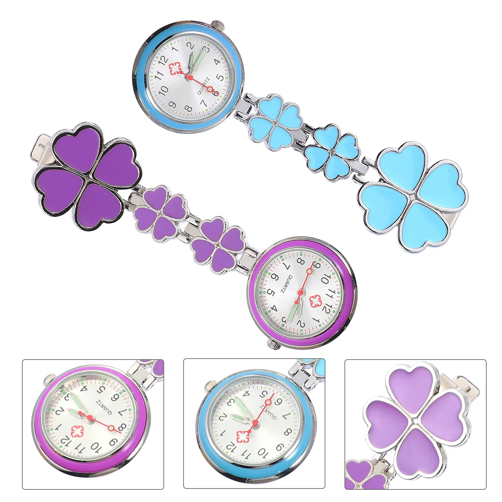 

2Pcs Stainless Steel Quartz Pocket Watches Nurse Chest Hanging Clip Nurse Student Doctor Pocket Watch