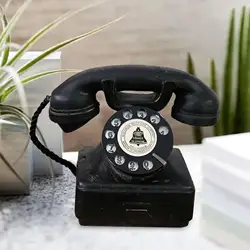 Creative Retro Phones Model, Rotary Dialing Telephone Statue, Antique Corded Telephone Model for Bar