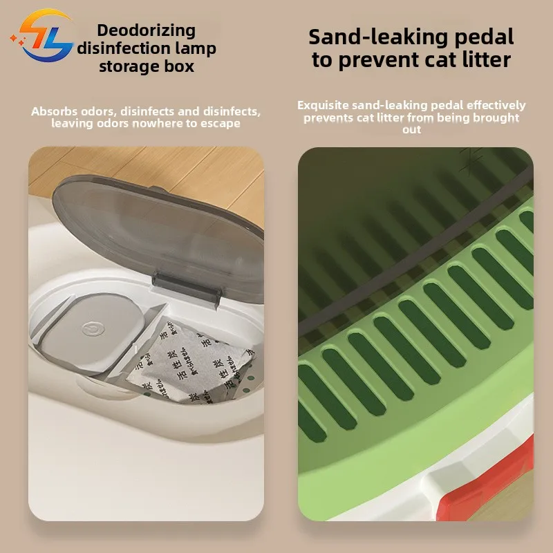 منتجات الحيوانات الأليفة صندوق نفايات القطط صندوق نفايات القطط الكبير مغلق بالكامل الوجه العلوي مرحاض القطط المضادة للرذاذ صندوق نفايات لوازم