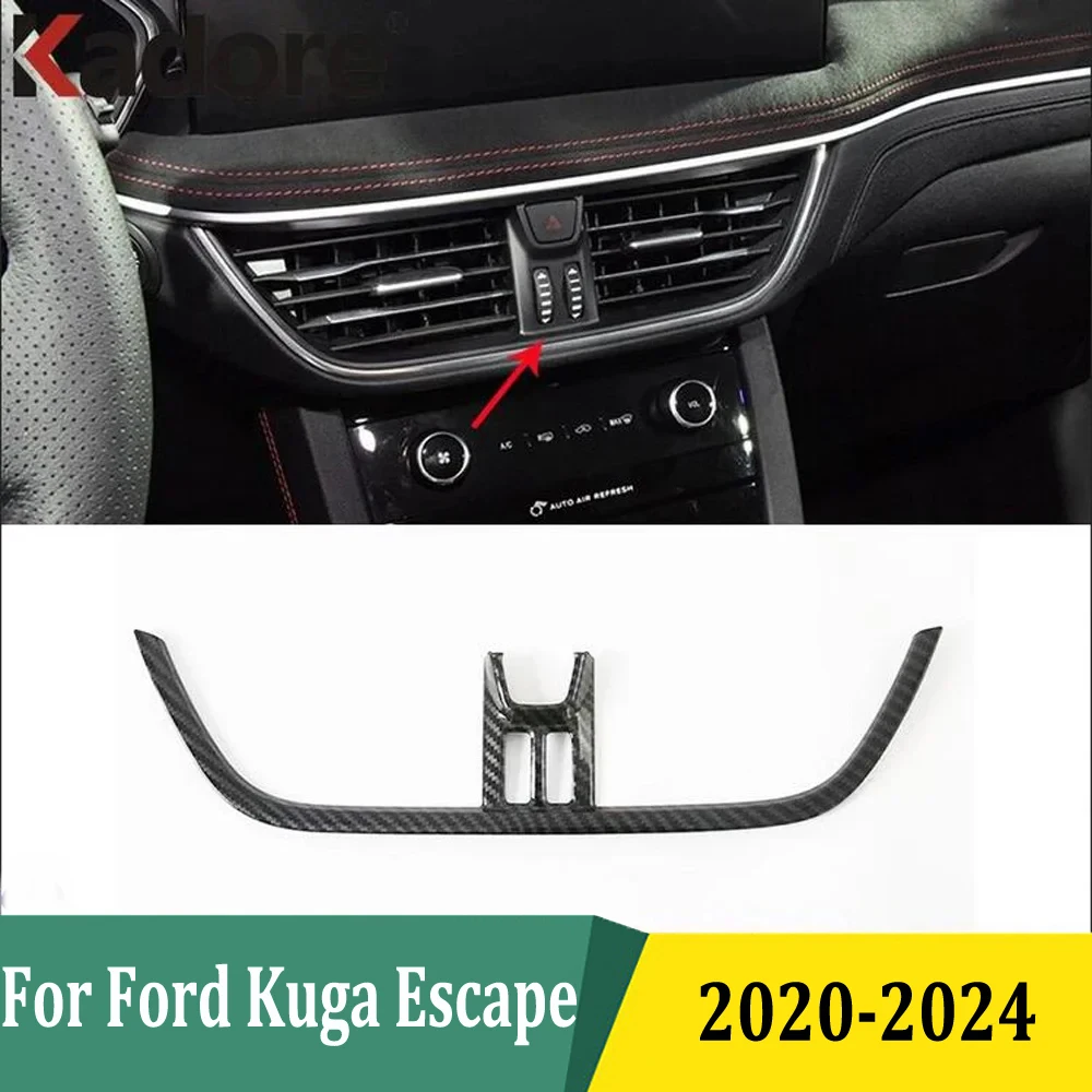 For Ford Kuga Escape 2020-2023 2024 Console Air Vent Outlet Cover Trim Molding Interior Accessories Car Styling Carbon Fiber