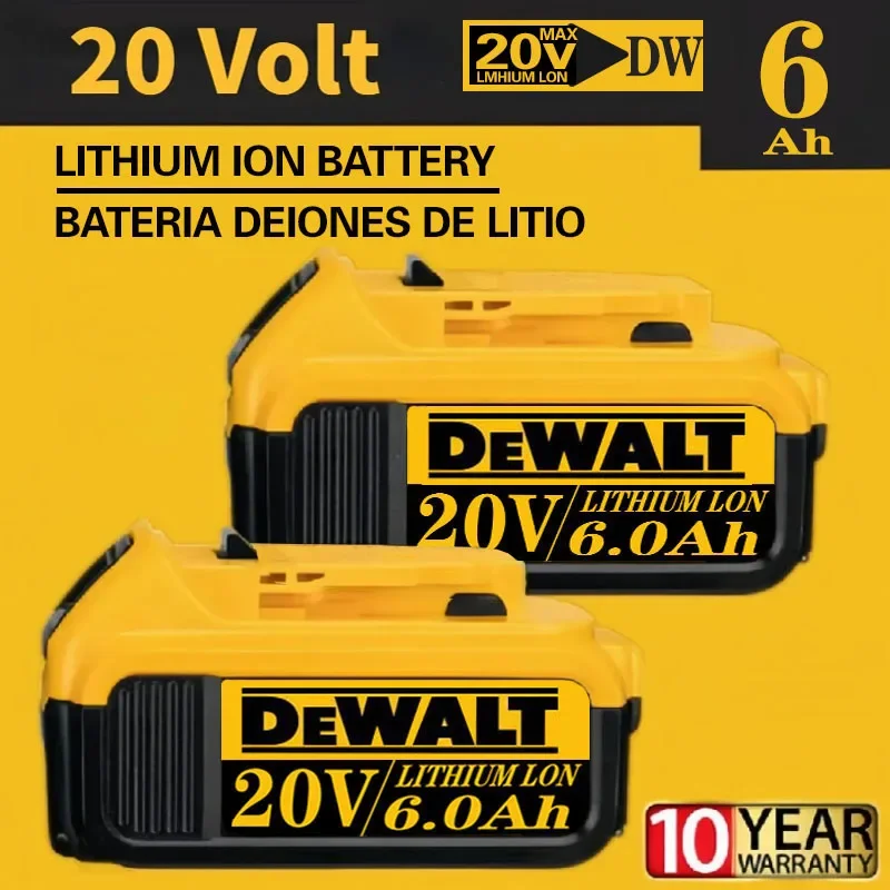 Hochleistungsfähiger 100 % echter Dewalt 20 V-Akku, 2 Ah 5 Ah 6 Ah wiederaufladbarer Lithium-Ionen-Akku, Dewalt DCB200 Elektrowerkzeug-Akku