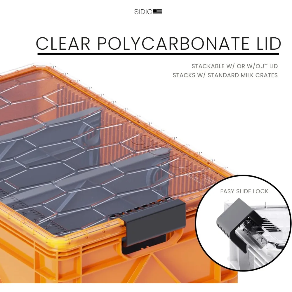 กล่องเก็บของ Crate Pro Pack - 2 ใบขนาดใหญ่ และ 1 ใบขนาดครึ่ง  แบบหนา ทนทาน ซ้อนกันได้ พร้อมฝาปิดและตัวแบ่ง