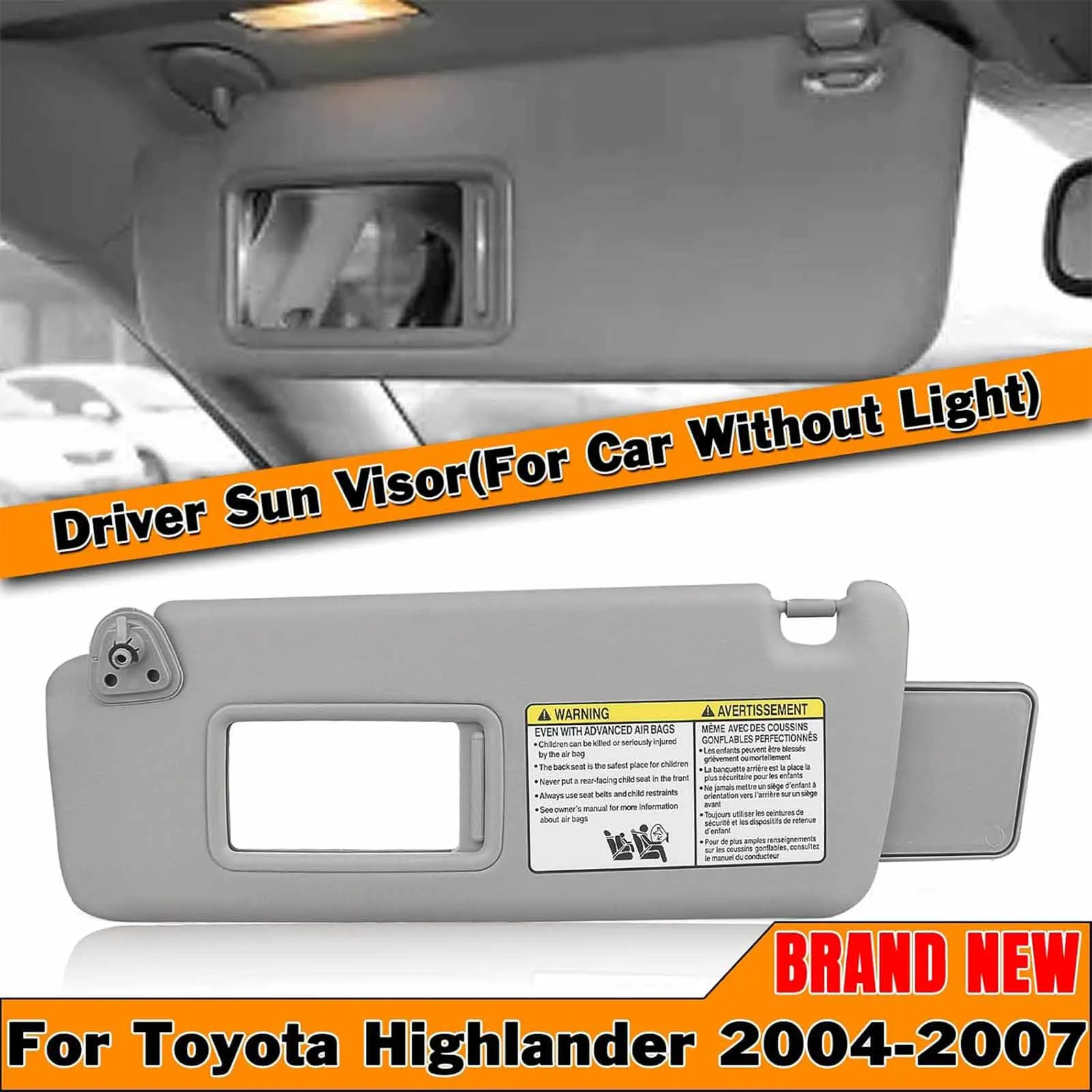 

Sun Visor Left Driver/Right Passenger for Toyota Highlander 2004-2007 | Replacement Parts 74320-48260-A0/74310-48220-A0