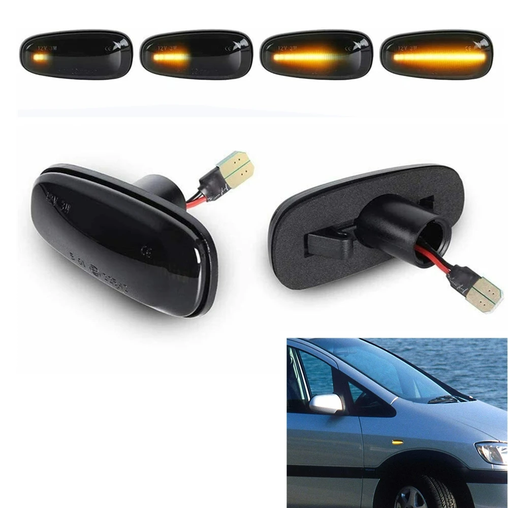 

2pcs Dynamic LED Side Marker Turn Signal Light For V-auxhall OPEL Zafira A Astra G GT Coupe Car Body Fender Indicator Warm Lamp