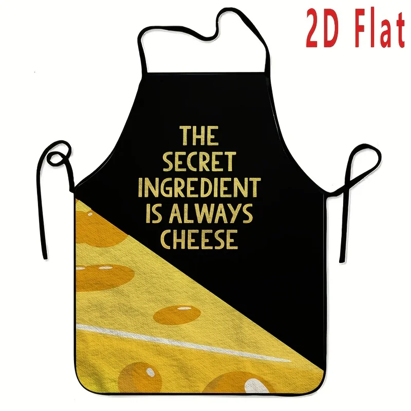 Delantal con estampado de texto de receta de queso, 1 pieza, estampado plano 2D de 23.62X31.5 pulgadas, delantal de cocina moderno para el hogar, delantal duradero para barbacoa, artículos de cocina lavables y reutilizables, adecuado para delantales de trabajo en el hogar, delantales para tartas