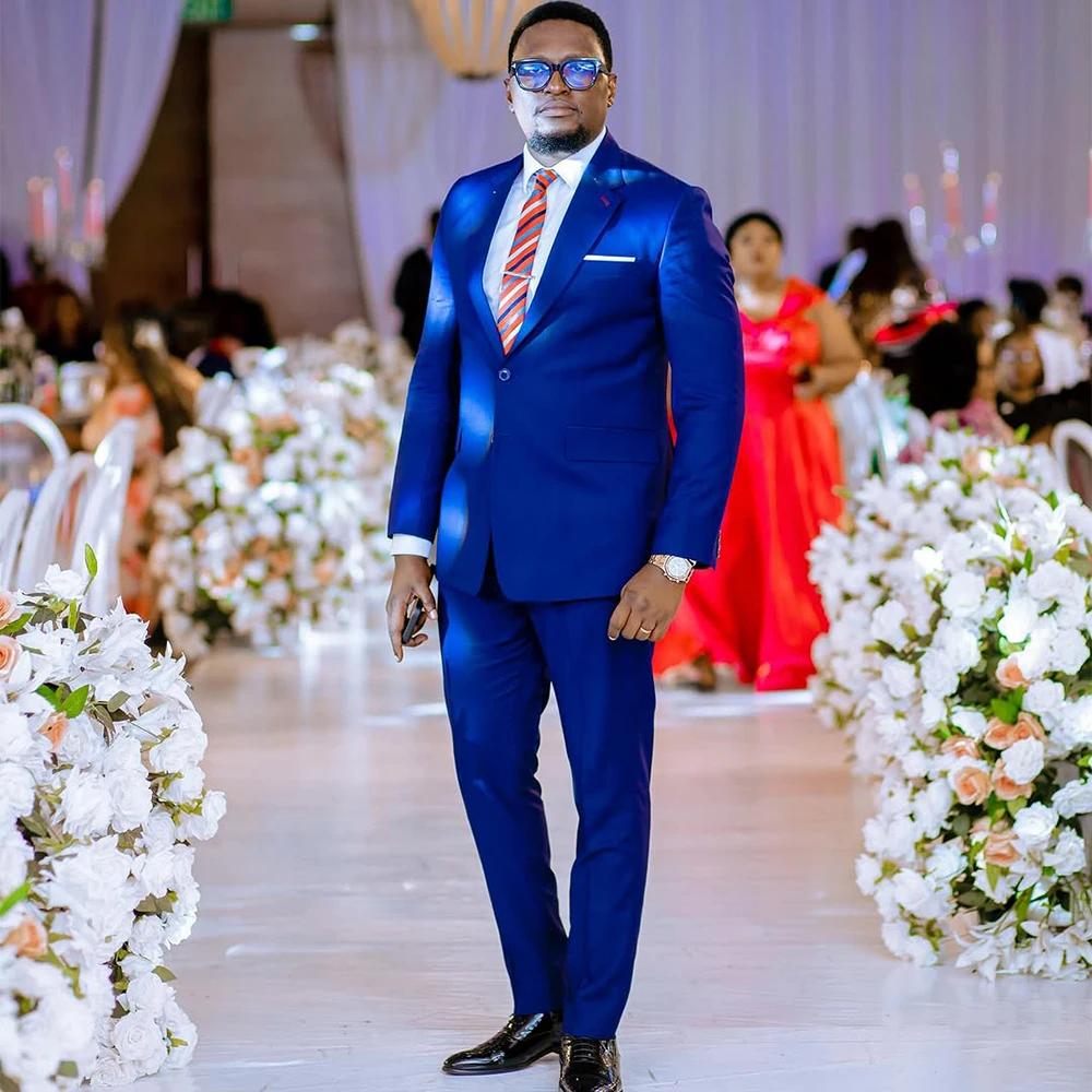 

Royal Blue Classic Men's Suits Notched Lapel Single Breasted Best Man Wedding Suit Tuxedo Office Business Blazer Customized