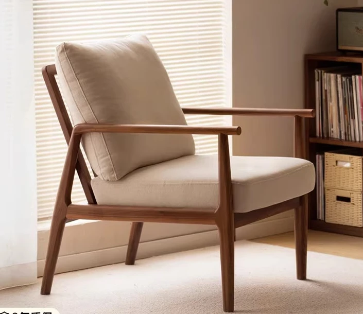 New Chinese style simple modern solid wood living room balcony leisure chair