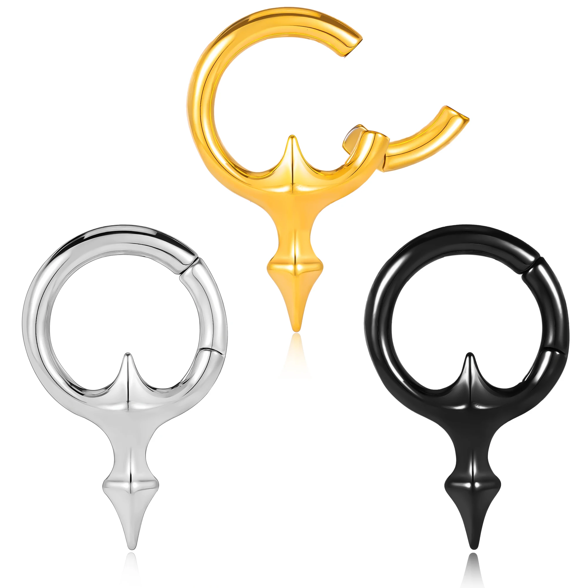 Vankula 2PCS Punk GALACTIC  Ear Weights Hangers 316 Stainless Steel Tunnels Gauges for Stretched Lobe Piercing Body Jewelry