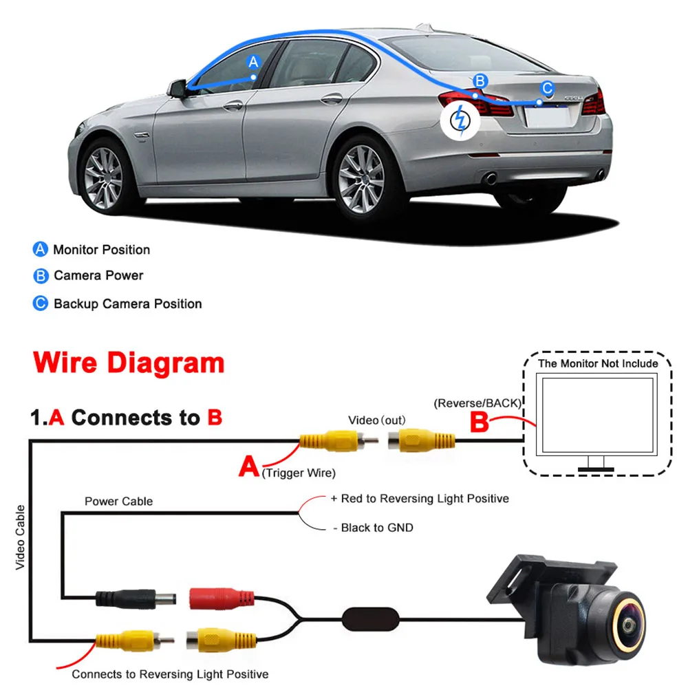 Golden HD Vehicle Rear Front Side View Camera CCD FishEye Lens Night Vision Waterproof Universal Car Reversing Back Up Camera