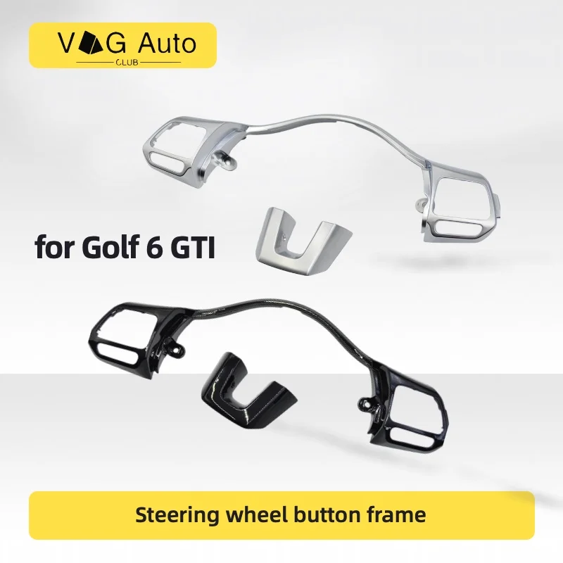 Cadre de bouton de volant chromé argenté, revêtement noir, marqueur six heures sans logo pour VW Golf 6 GTI