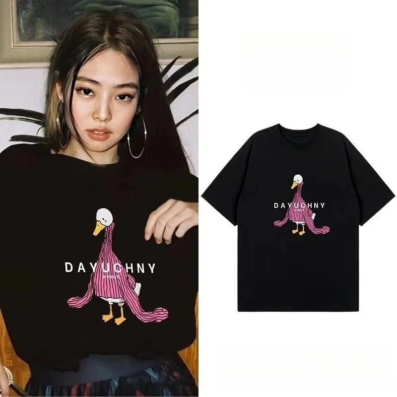 Jenny Même T-shirt À Manches Courtes Pour Femmes Été Nouveau Design T-shirt Ample En Coton Imprimé À Manches Mi-longues