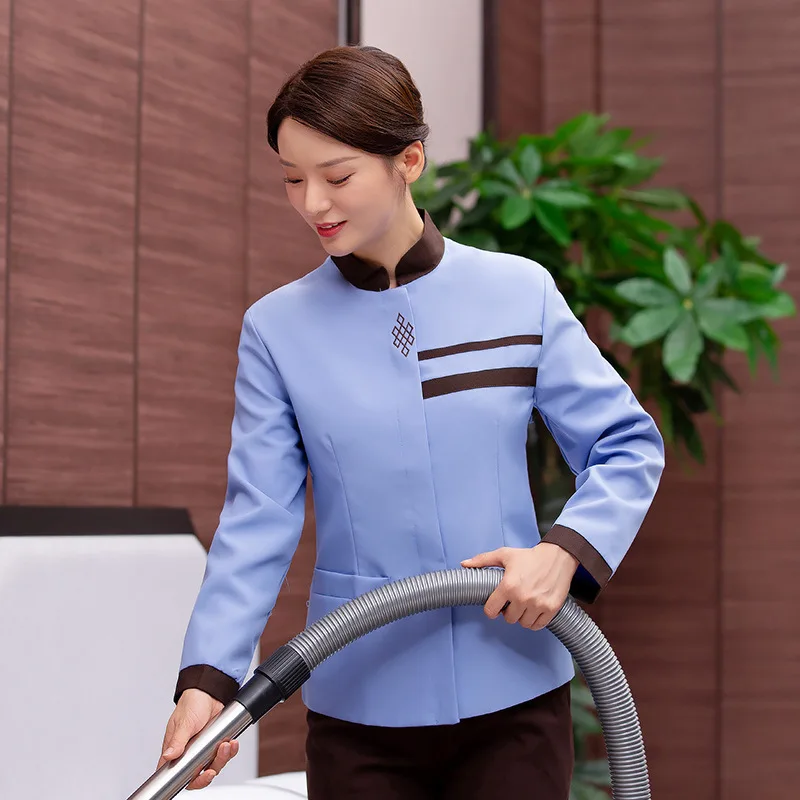 Hotel Room Cleaning Uniform Long Sleeve Autumn Winter Outfit Mall Community Property Cleaner Hospital Women's Cleaning Workwear