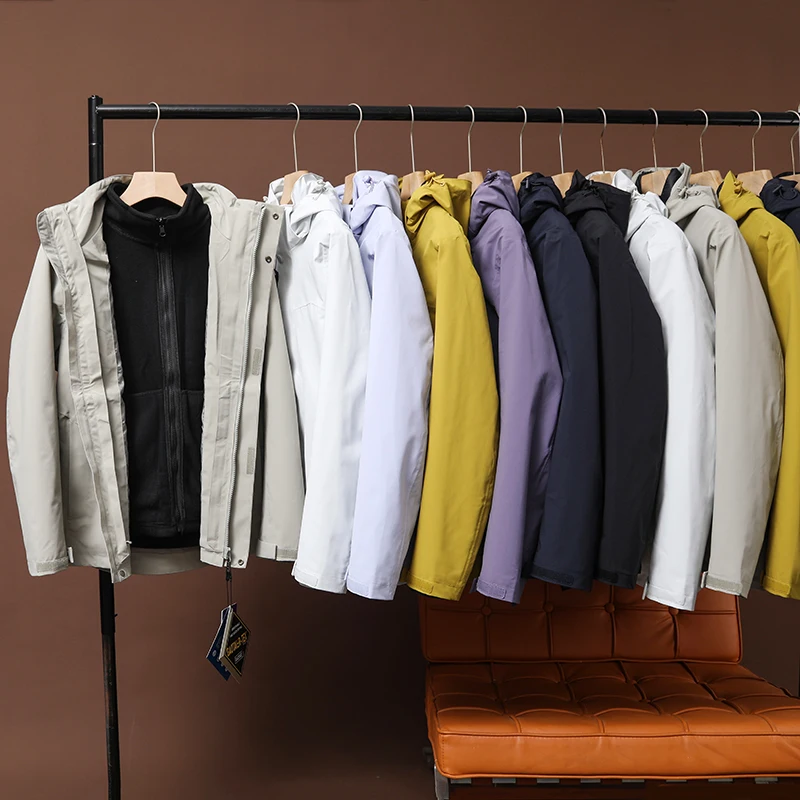 

Trade King Heavyweight Tee-in-One Winter ex Windproof Thiened Warm Hooded Jaet Outerwear Polyester Fiber Long Sve