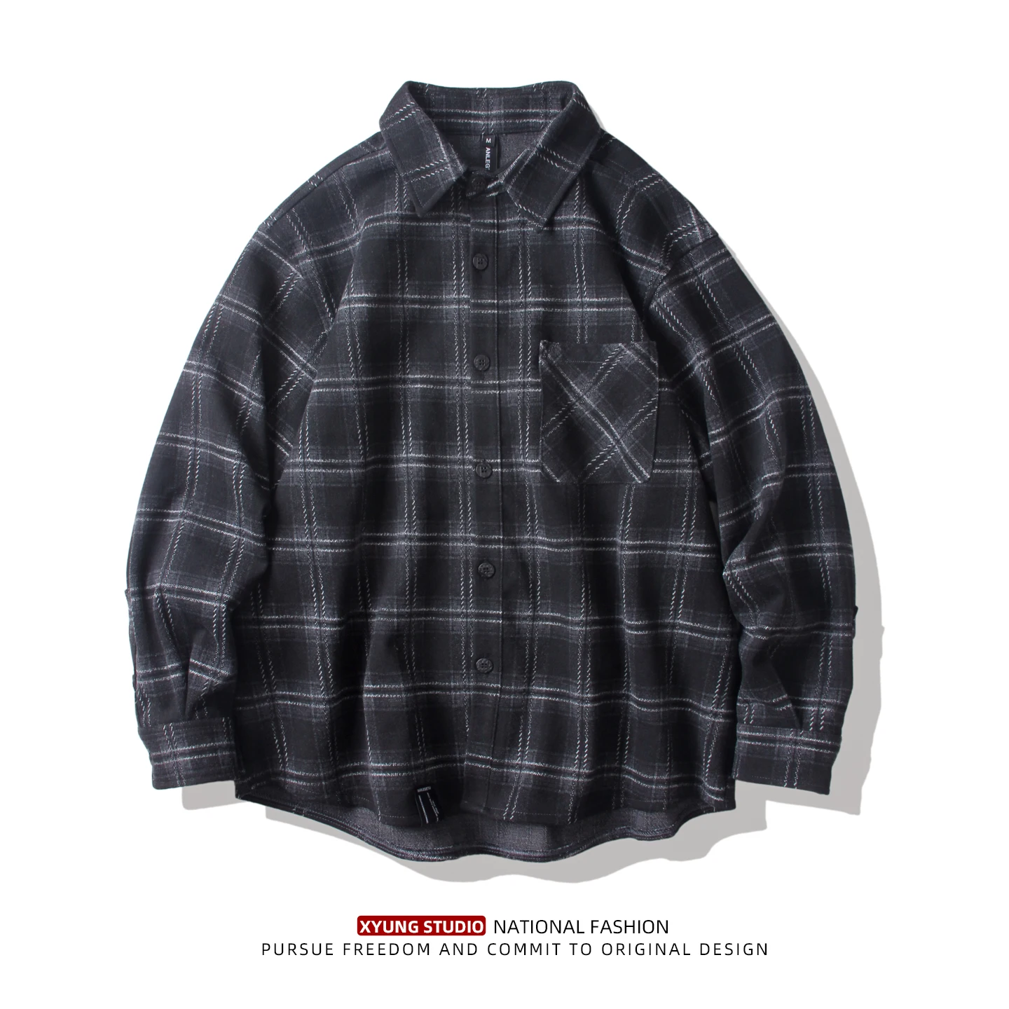 

Faionable Plaid Long Sve Men's irt Thiened Flannel Loose Outerwear Autumn Winter Casual Top Ciwalk Campus Date
