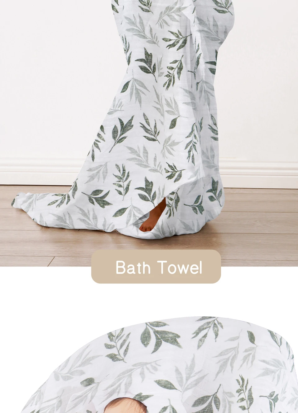 100% Cotton 120*110cm 2 Layers Newborn Baby Bath Towel Wrap Muslin Swaddle Blankets