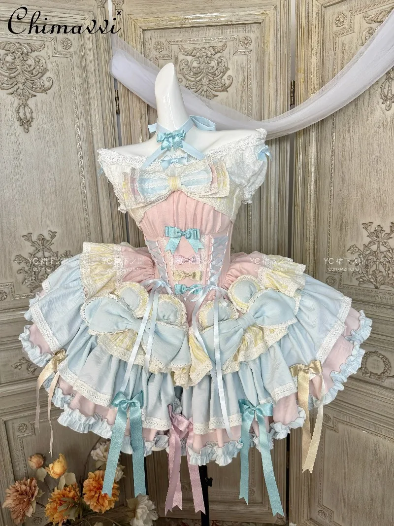 

Sweet Sexy Strapless Birthday Party Dress High-End Light Luxury High-Waist Elegant Dress Women's Princess Lolita Cos Dresses