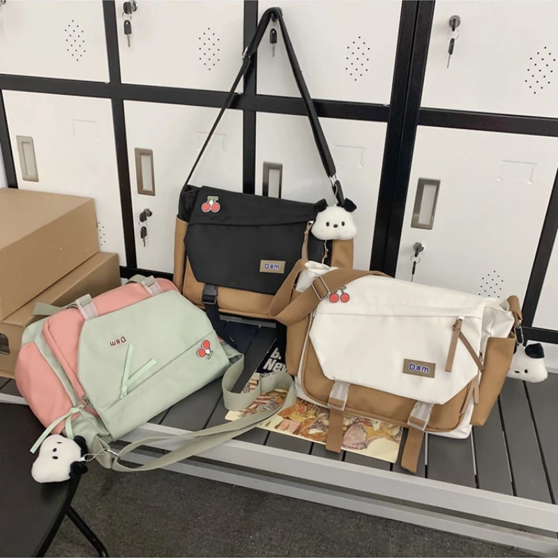 Casual Shoulder Bag Korean Student Schoolbag Crossbody Trendy Design Artistic Small Fresh Large Capacity Patchwork Messenger Bag