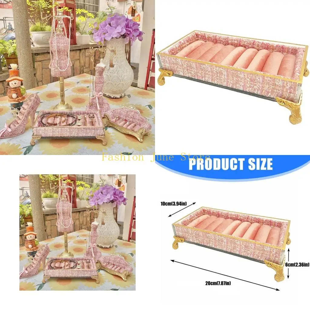 

N5KA современный тканевый покрытый акриловый поднос для ювелирных изделий для серег и колец, декоративные женские аксессуары,