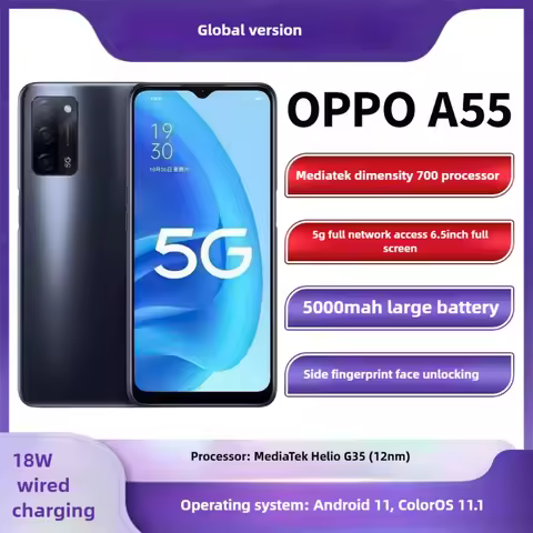 OPPO A55 4GB/6GB RAM 64GB/128GB ROM 50MP AI Camera 5000mAh Long Battery Life 4G LTE Dual SIM Phone Smartphone Mobile Phones