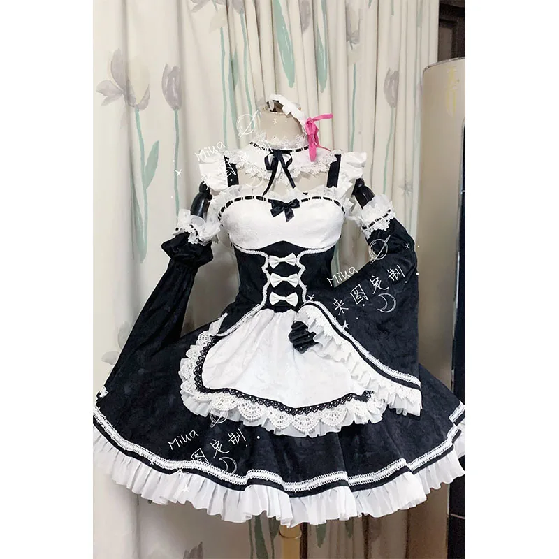 Rem Ram Maid Cosplay  World Anime Maid Re;Zero INFINITY Cosplay Dress White And Black Girl Women Custom Made