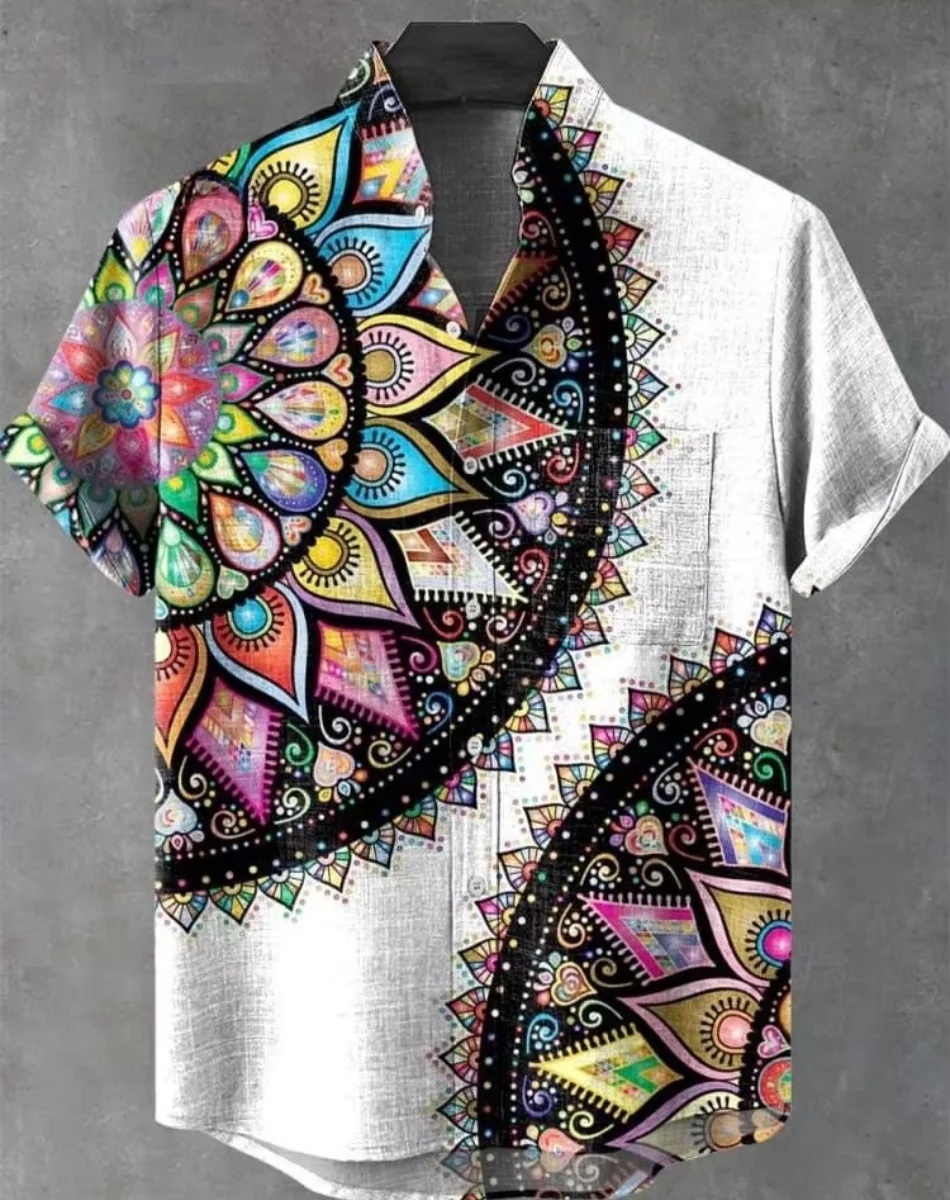 

Fashion T-shirts with patterns Short-sleeved clothes Printed tops Fashion printed linen Hawaiian HD printed shirts