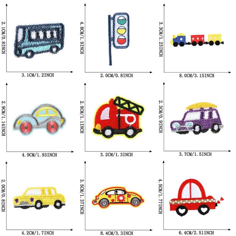 18pcs Lot Iron Train Patches For Clothing Kids Boys Car Vehicles Embroidered Sew On Jacket With Thermal Cute Bulk Diy Naszywka